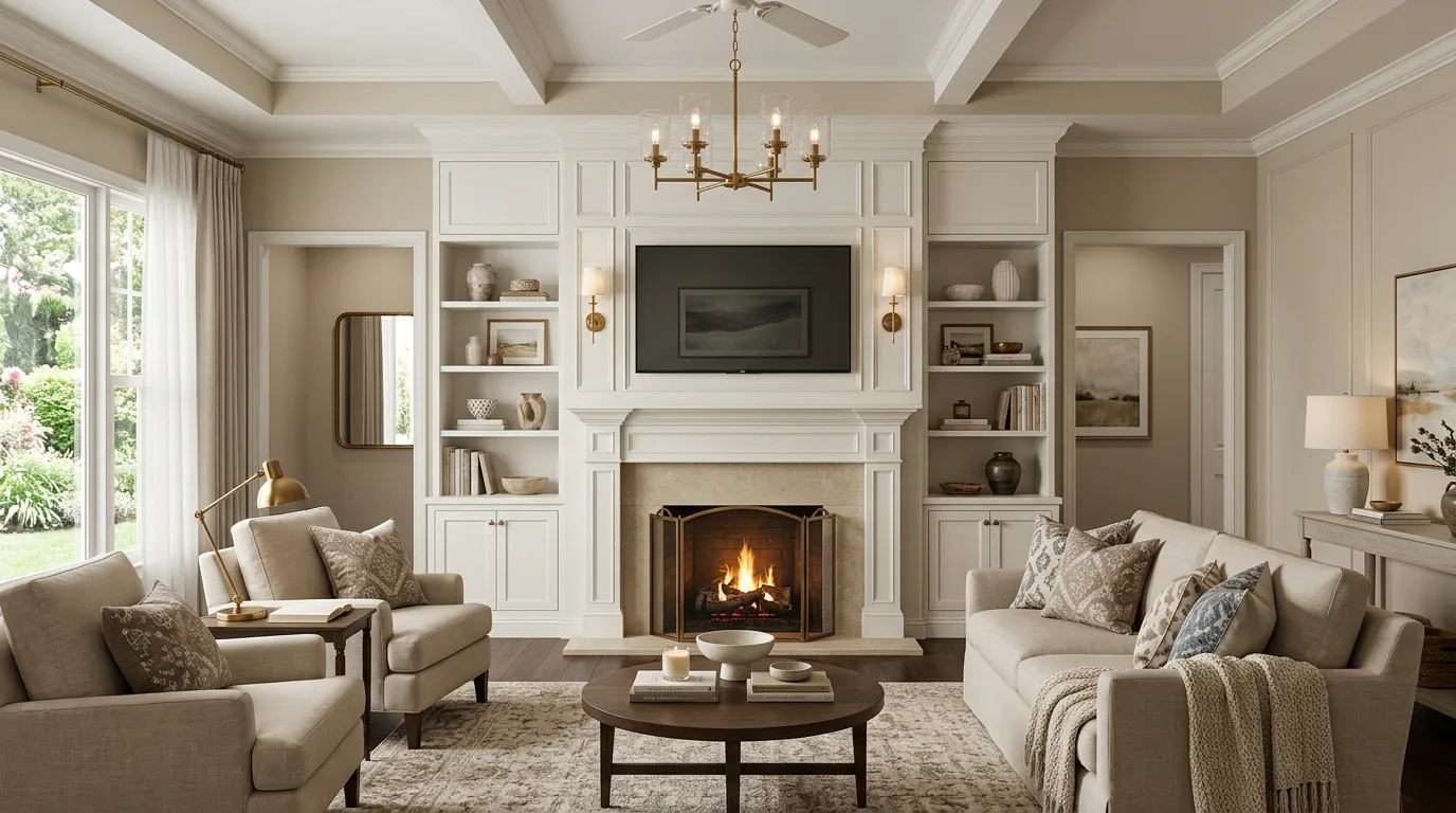 Keep the mantel styling edited and calm